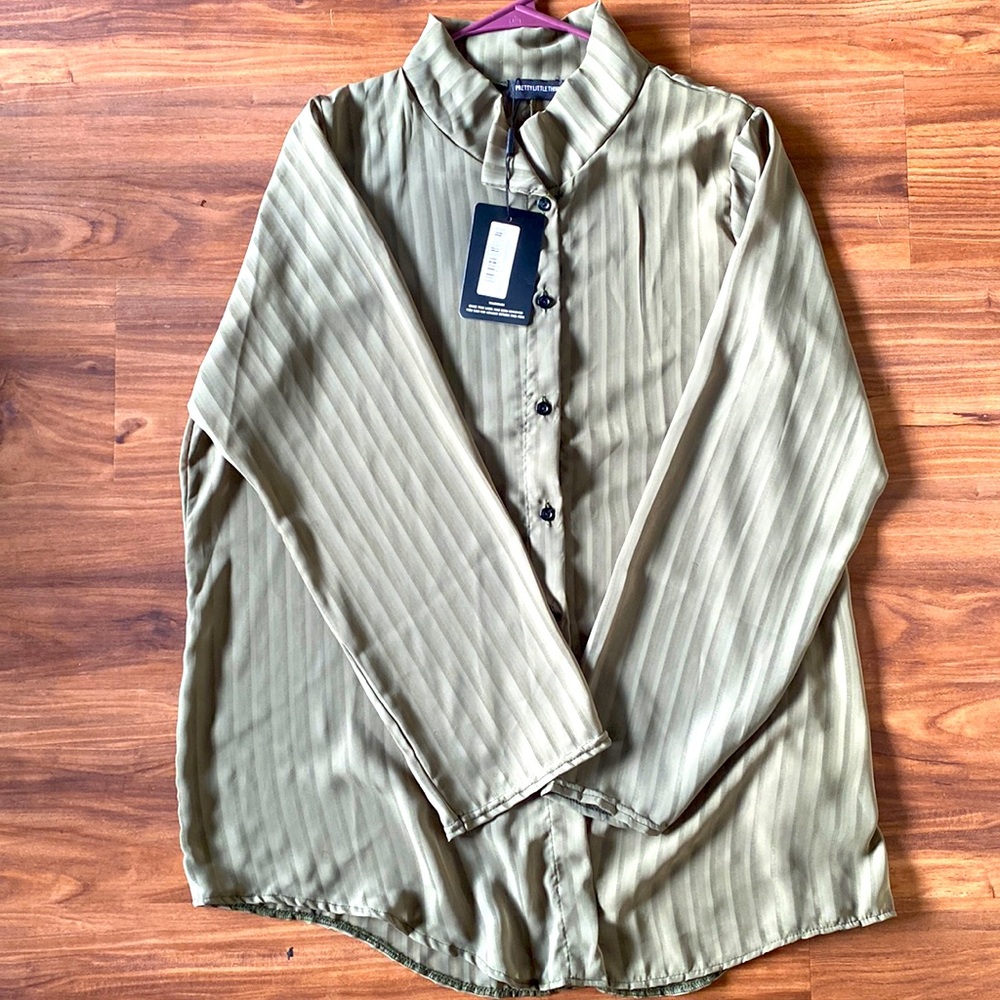 PLT Plus Khaki Chiffon ButtonUp Shirt